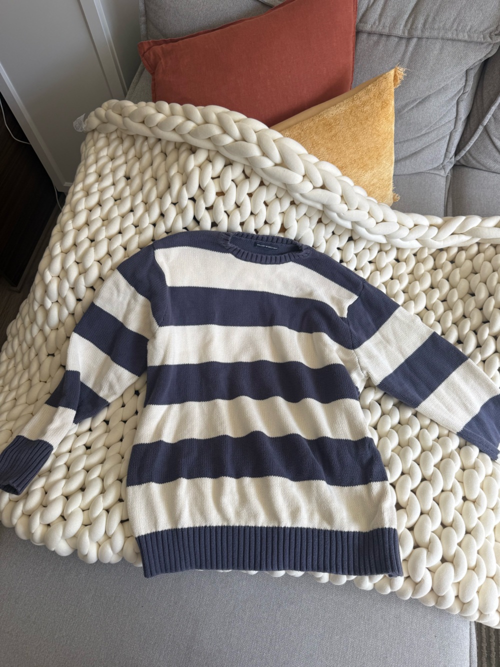 Brandy Melville Oversized light blue and Cream Knit Sweater